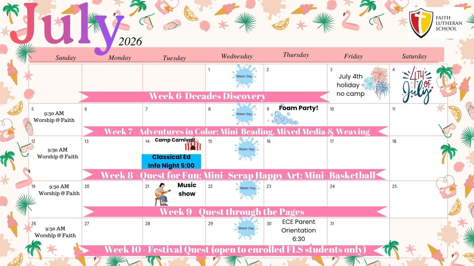 July 2026 Calendar July 2026 Calendar